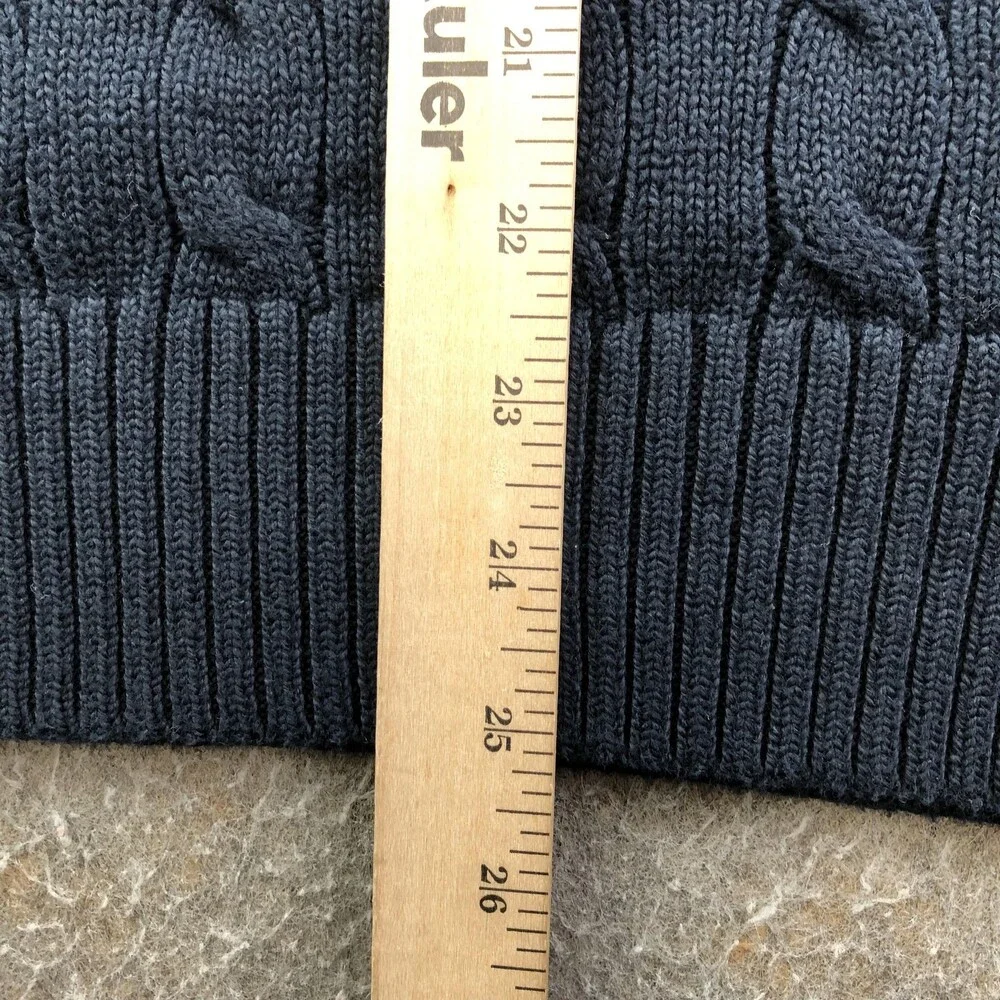 Polo Ralph Lauren Sweater Mens Large Blue Cable Knit Hooded Pullover Logo